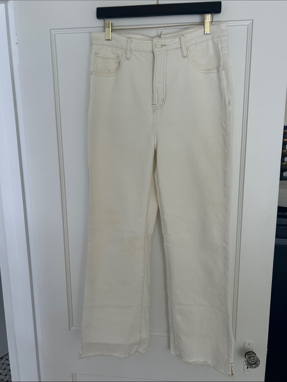 High-Rise Ecru Denim Jeans